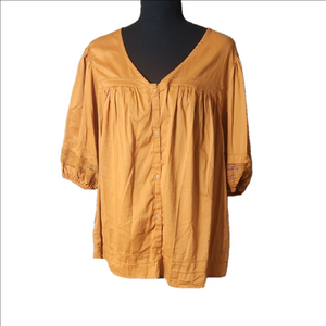 Wonderly Copper Button-Up Top, Size XL